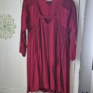 American Eagle Outfitters Burgundy Lace Tunic
